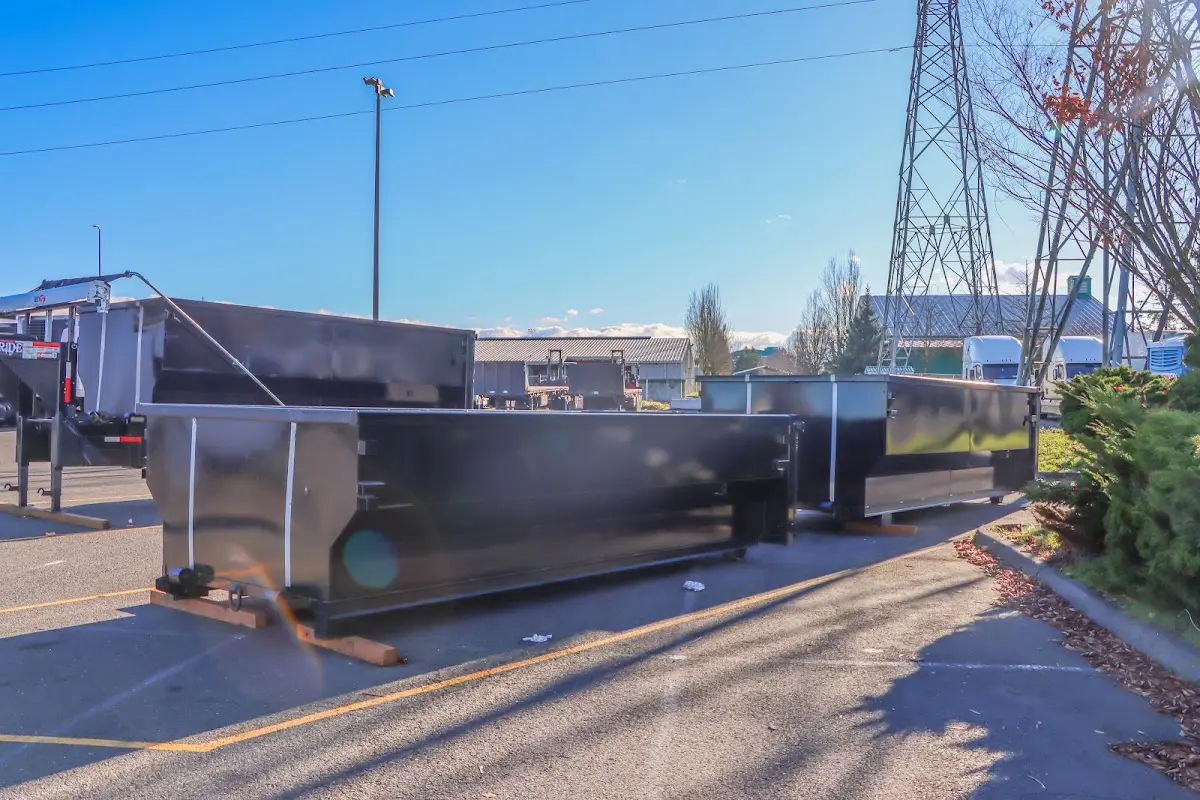 Roll-off dumpster ready for waste disposal at job site for 4 Yard Dumpster Rental in Seymour
